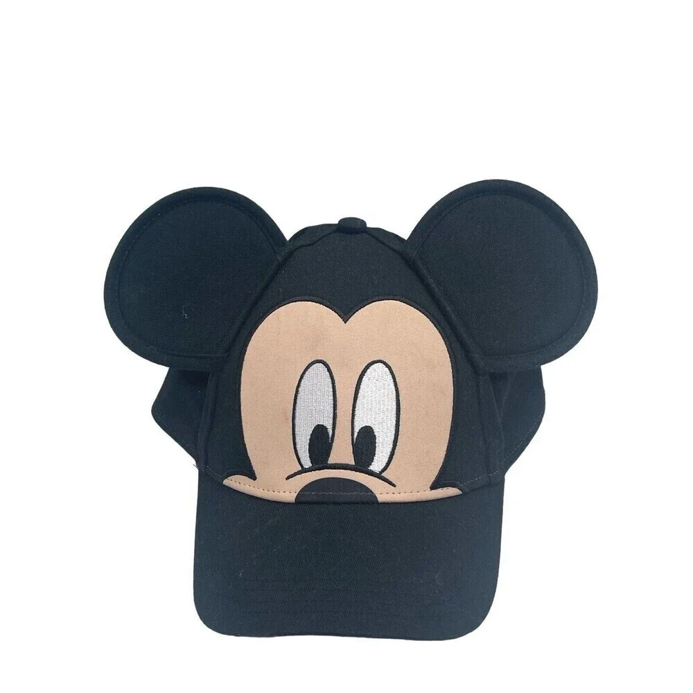 Mickey Mouse Face and Ears Youth Sized Adjustable Hat Black